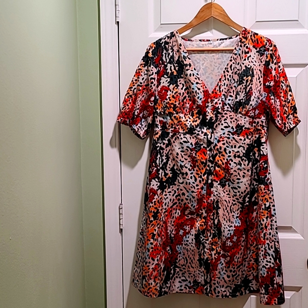 Jungle Pattern Button Front Dress
